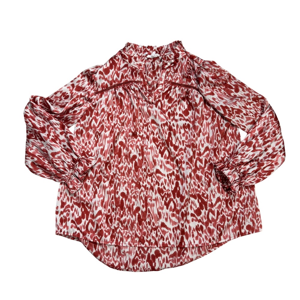 Avara Boutique Red Animal Print Boho Peasant Blouse Size‎ Small